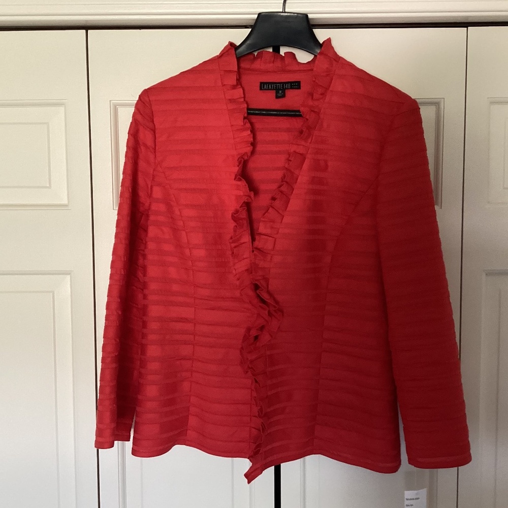 Lafayette 148 red cotton/linen jacket, Size 10